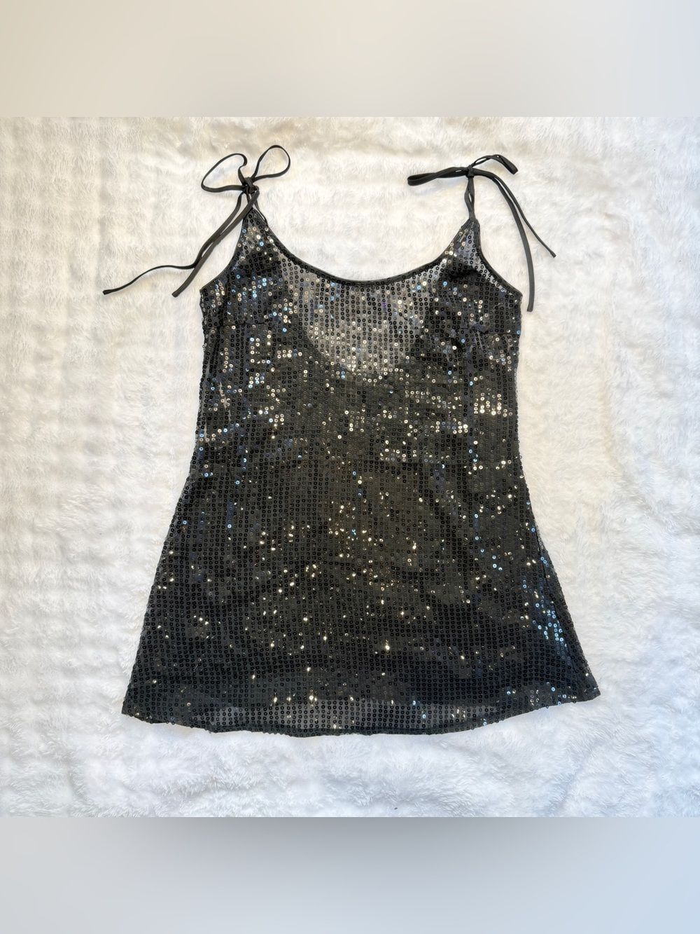NWT LULUS Women Beachside Stunner Black Sequin Swim Cover-Up Size Medium - Picture 4 of 11